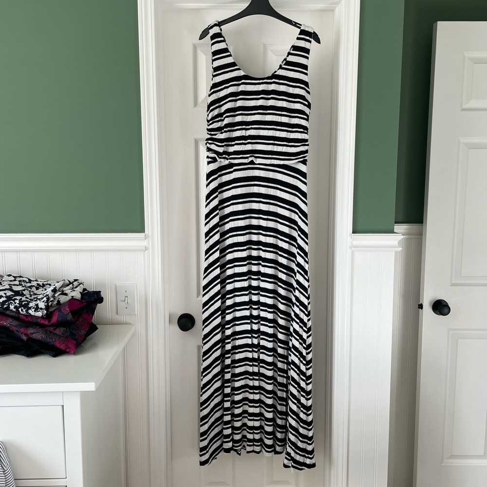 Black & White Striped Maxi Dress